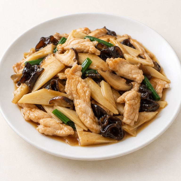 [80] Pollo con bambú y setas chinas