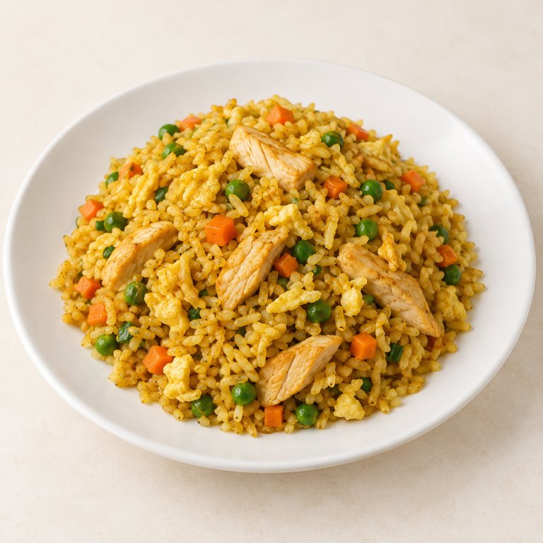 [21b] Arroz frito con pollo y curry
