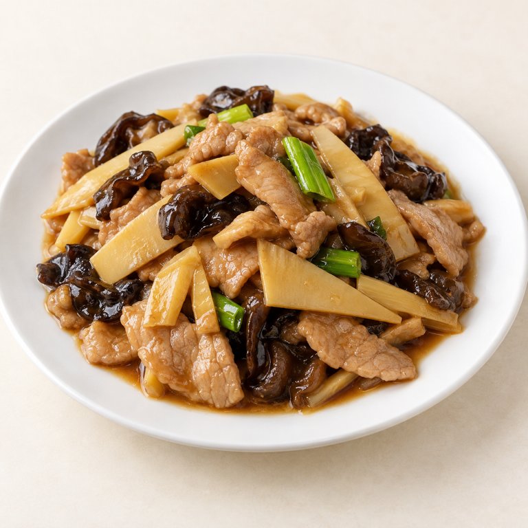 [65] Cerdo con bambú y setas chinas