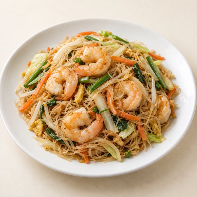 [28] Fideos de arroz chinos con gambas
